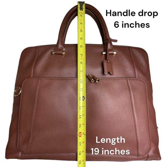NWOT Levenger Womens Brown Leather Structured Messenger Briefbag w Laptop Case - Picture 14 of 16
